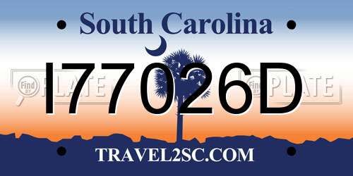 I77026D South Carolina License Plate