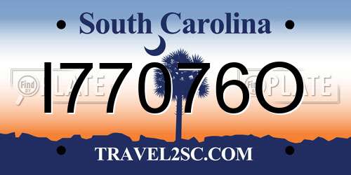 I77076O South Carolina License Plate