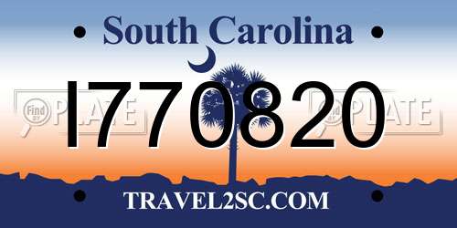 I770820 South Carolina License Plate