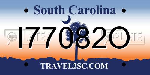 I77082O South Carolina License Plate