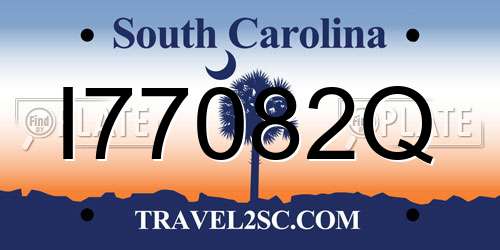 I77082Q South Carolina License Plate