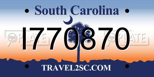 I770870 South Carolina License Plate