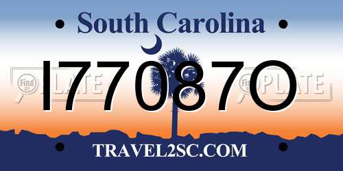I77087O South Carolina License Plate