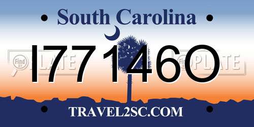 I77146O South Carolina License Plate