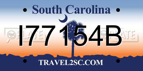 I77154B South Carolina License Plate