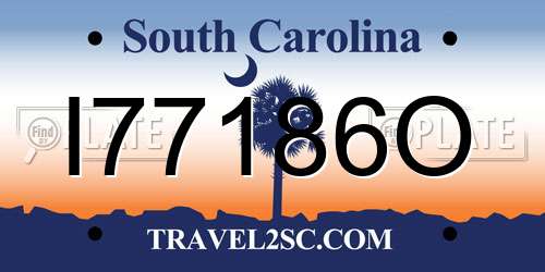 I77186O South Carolina License Plate