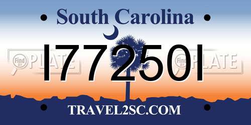 I77250I South Carolina License Plate