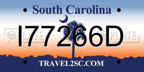 I77266D South Carolina License Plate