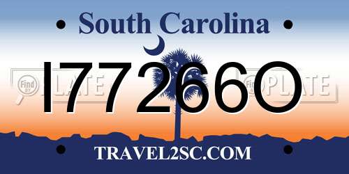 I77266O South Carolina License Plate