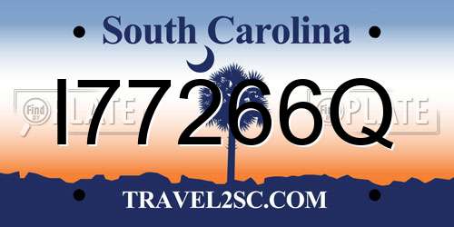 I77266Q South Carolina License Plate