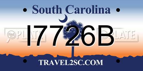 I7726B South Carolina License Plate