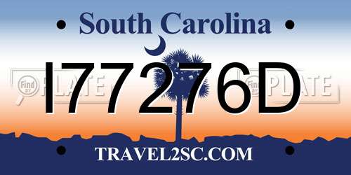 I77276D South Carolina License Plate