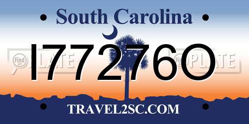 I77276O South Carolina License Plate