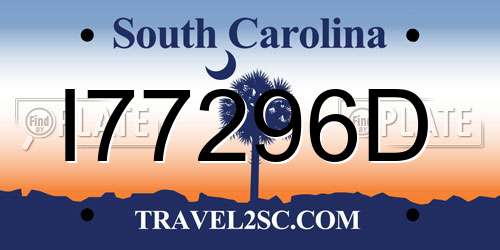 I77296D South Carolina License Plate