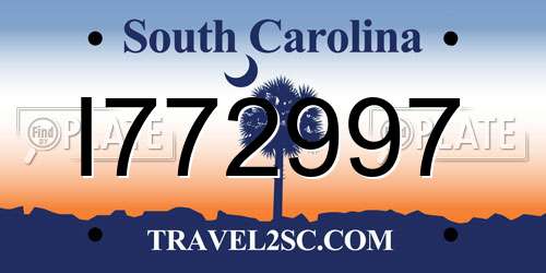I772997 South Carolina License Plate