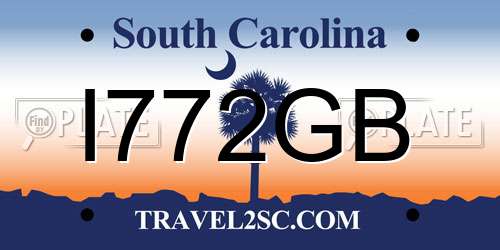 I772GB South Carolina License Plate