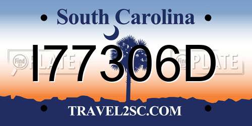 I77306D South Carolina License Plate