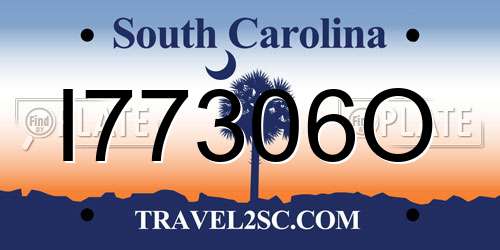 I77306O South Carolina License Plate