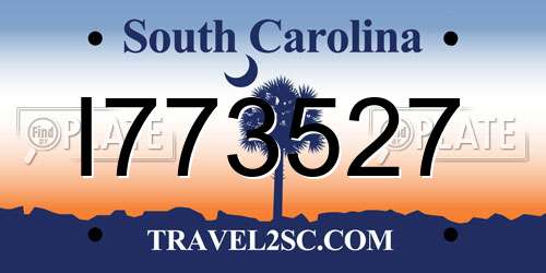 I773527 South Carolina License Plate