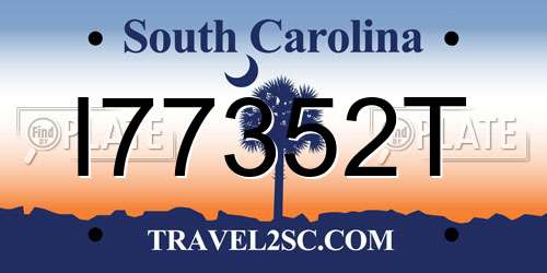 I77352T South Carolina License Plate