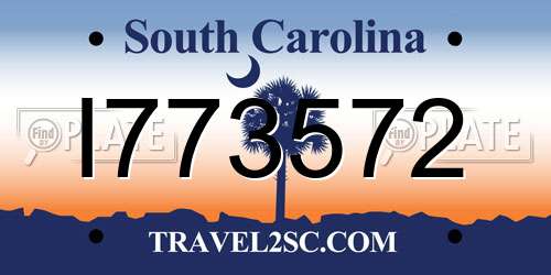 I773572 South Carolina License Plate