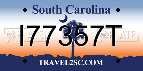 I77357T South Carolina License Plate
