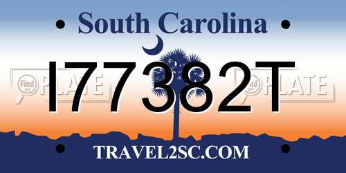 I77382T South Carolina License Plate