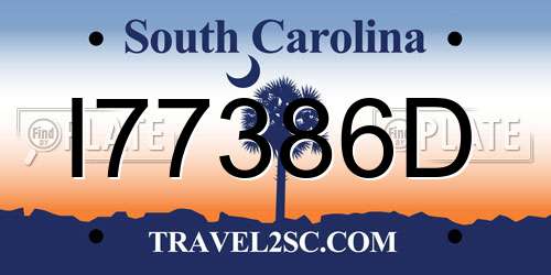 I77386D South Carolina License Plate