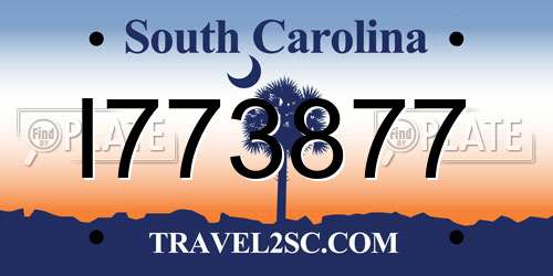 I773877 South Carolina License Plate
