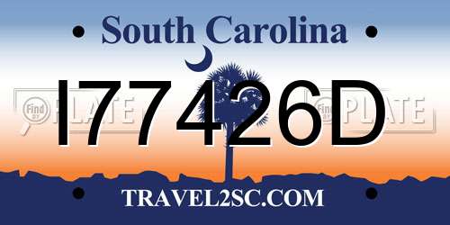 I77426D South Carolina License Plate