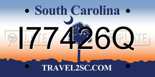 I77426Q South Carolina License Plate