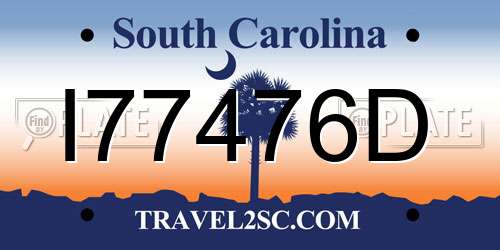 I77476D South Carolina License Plate