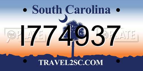 I774937 South Carolina License Plate