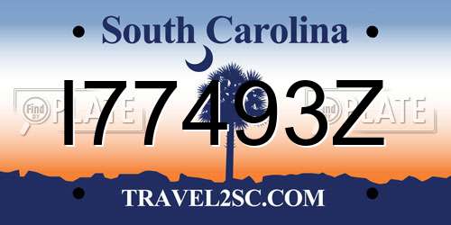 I77493Z South Carolina License Plate