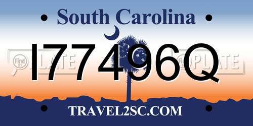 I77496Q South Carolina License Plate