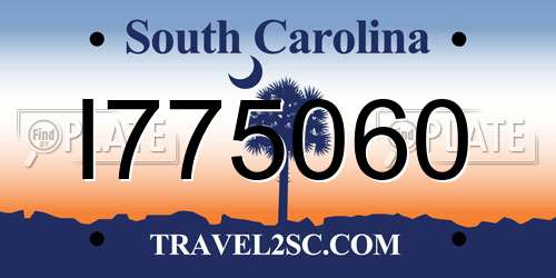 I775060 South Carolina License Plate