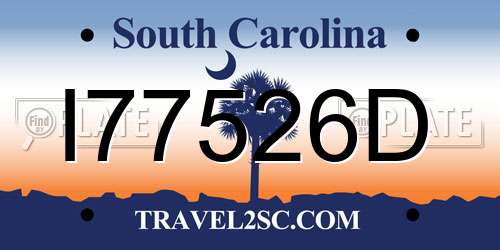 I77526D South Carolina License Plate