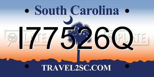 I77526Q South Carolina License Plate
