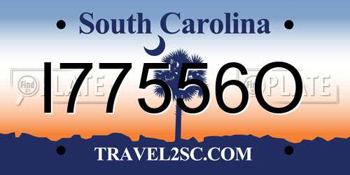 I77556O South Carolina License Plate