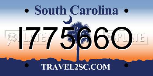 I77566O South Carolina License Plate