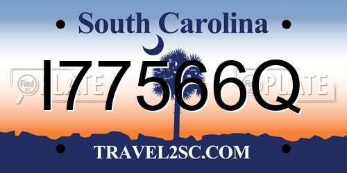 I77566Q South Carolina License Plate