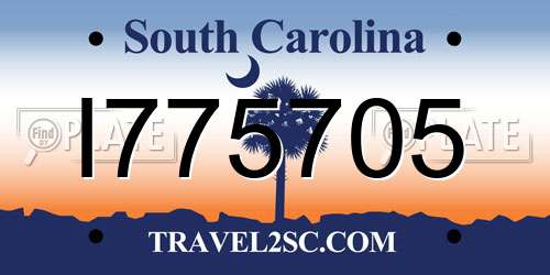I775705 South Carolina License Plate