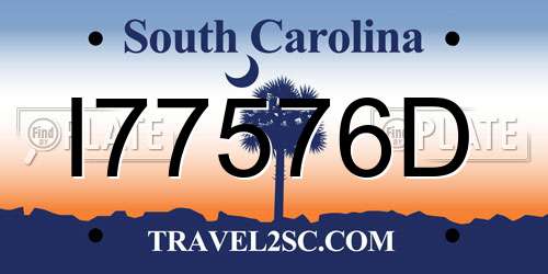 I77576D South Carolina License Plate