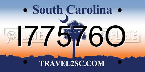 I77576O South Carolina License Plate