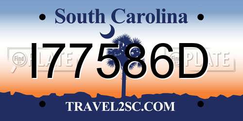I77586D South Carolina License Plate