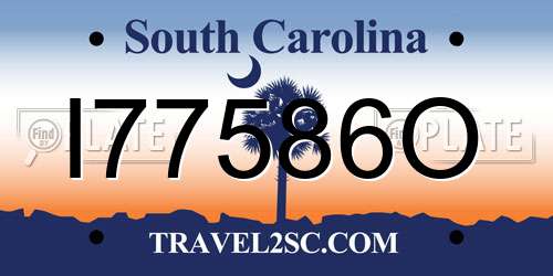 I77586O South Carolina License Plate