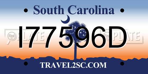 I77596D South Carolina License Plate
