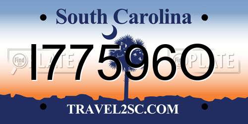 I77596O South Carolina License Plate