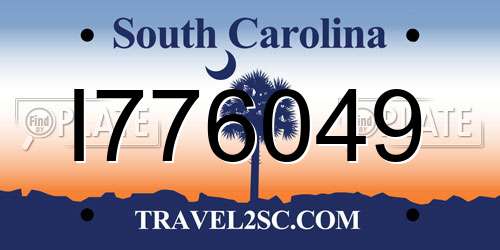 I776049 South Carolina License Plate
