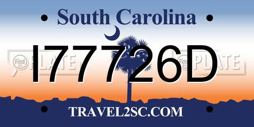 I77726D South Carolina License Plate